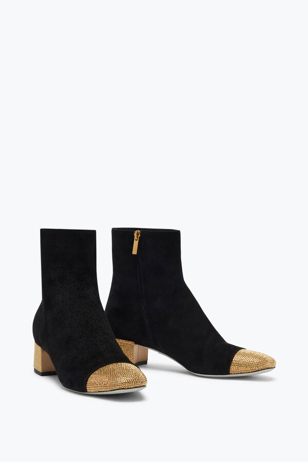 jeweled bonnie schwarz und gold bootie 40 rene caovilla