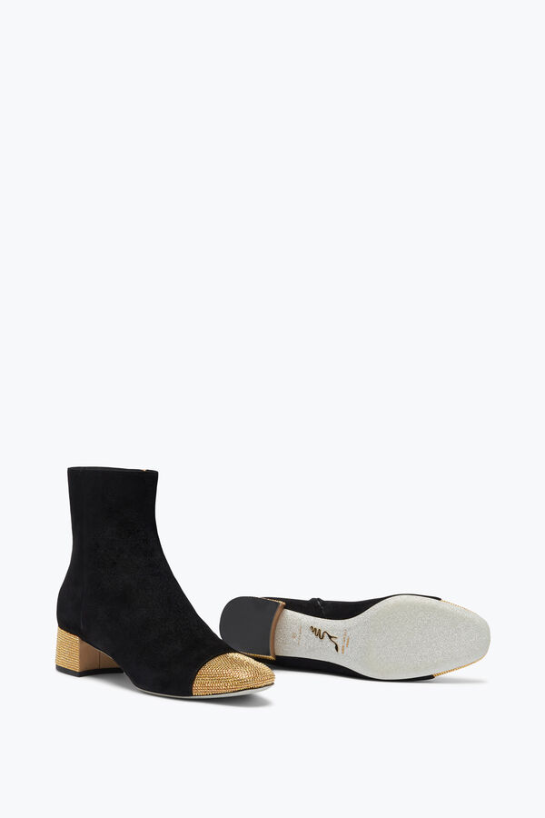jeweled bonnie schwarz und gold bootie 40 rene caovilla