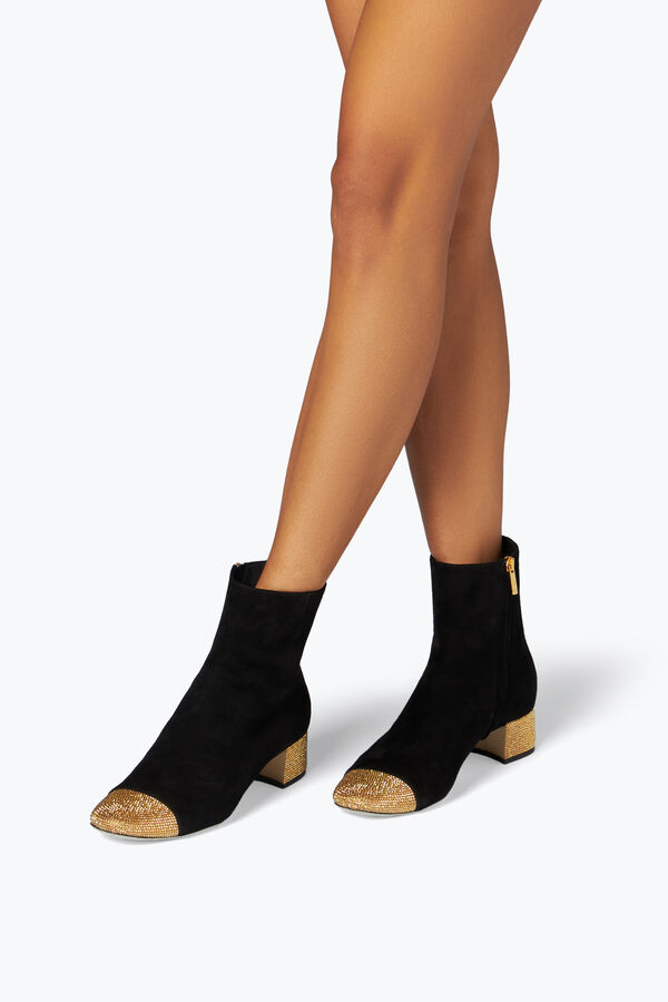 jeweled bonnie schwarz und gold bootie 40 rene caovilla