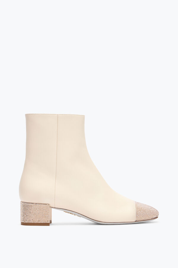 jeweled bonnie ankle boot leder in elfenbein mit gold kristalle 40 rene caovilla