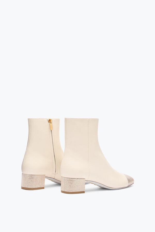 jeweled bonnie ankle boot leder in elfenbein mit gold kristalle 40 rene caovilla