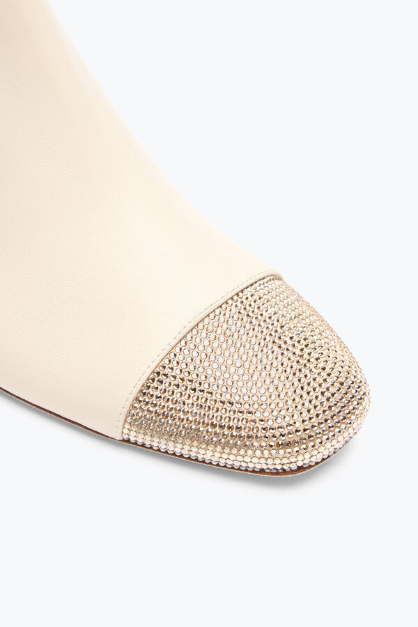 jeweled bonnie ankle boot leder in elfenbein mit gold kristalle 40 rene caovilla