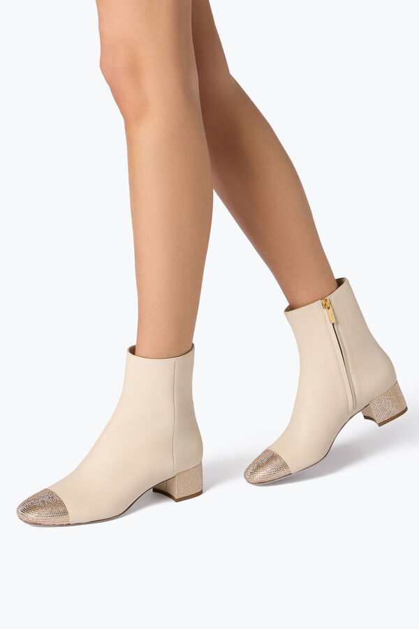 jeweled bonnie ankle boot leder in elfenbein mit gold kristalle 40 rene caovilla