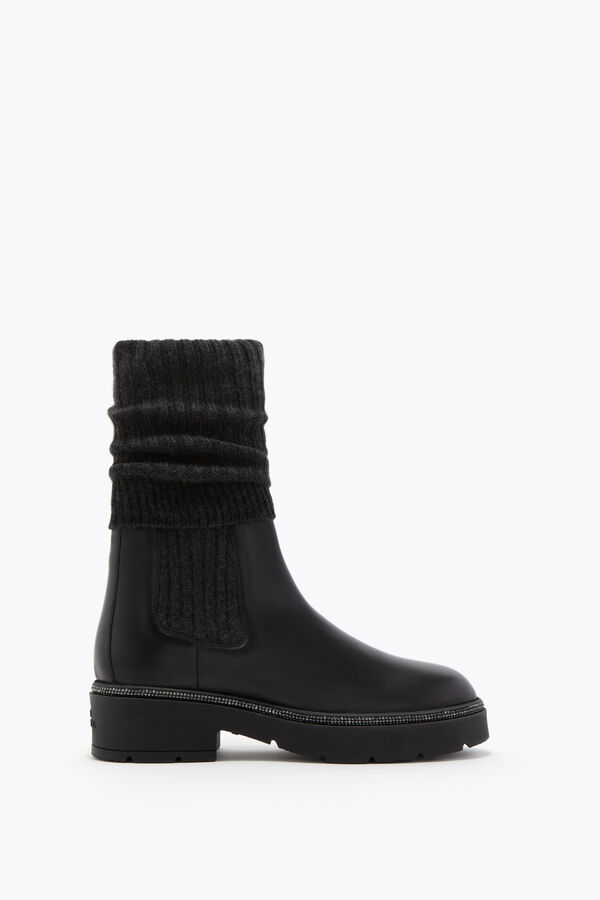 jeweled bika leder und kaschmir schwarz ankle boot mit kristallen 50 rene caovilla