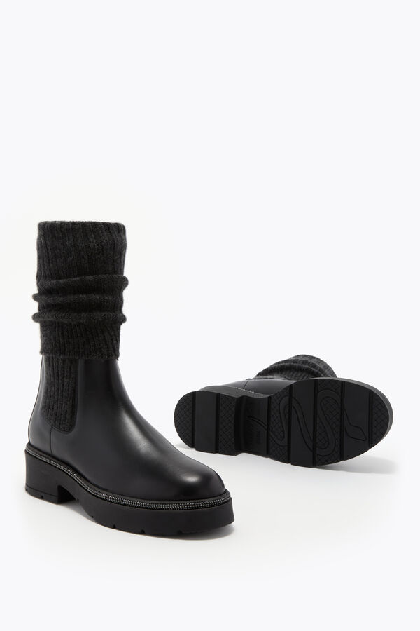 jeweled bika leder und kaschmir schwarz ankle boot mit kristallen 50 rene caovilla