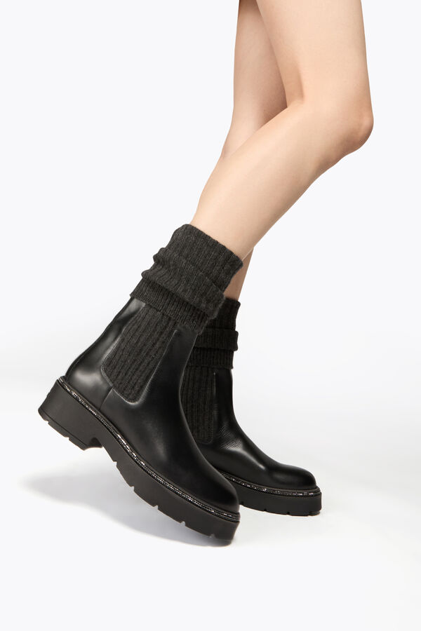 jeweled bika leder und kaschmir schwarz ankle boot mit kristallen 50 rene caovilla