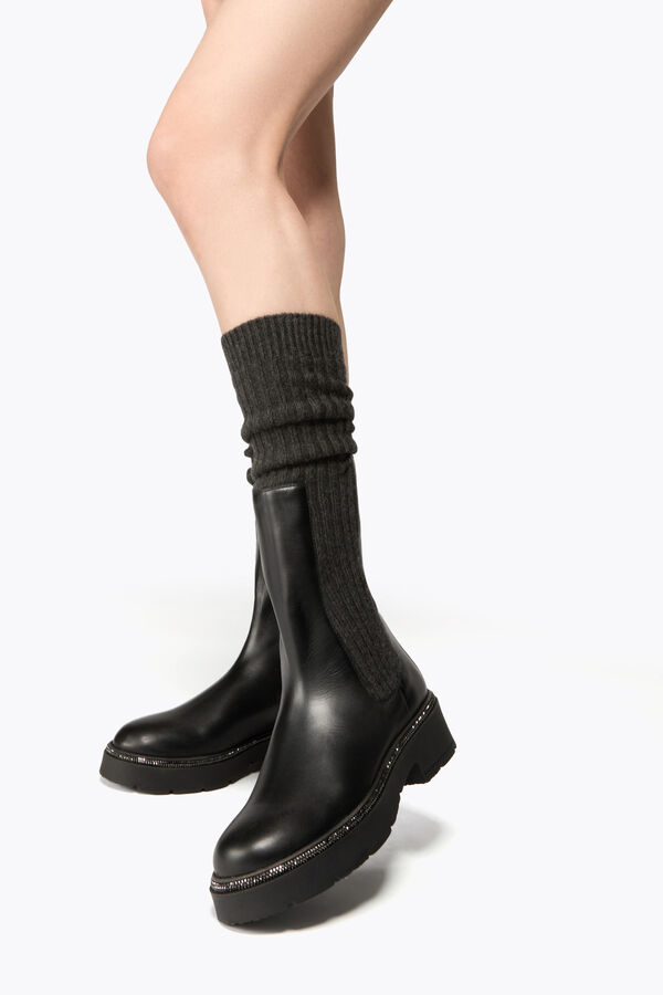 jeweled bika leder und kaschmir schwarz ankle boot mit kristallen 50 rene caovilla