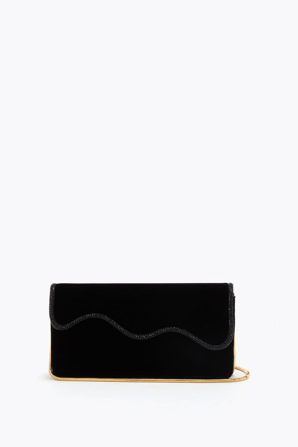 jeweled onda schwarzer samt clutch rene caovilla