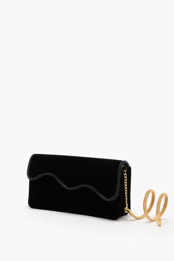 jeweled onda schwarzer samt clutch rene caovilla