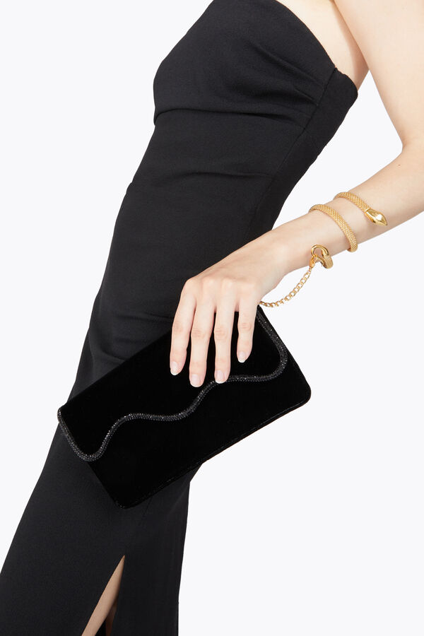 jeweled onda schwarzer samt clutch rene caovilla