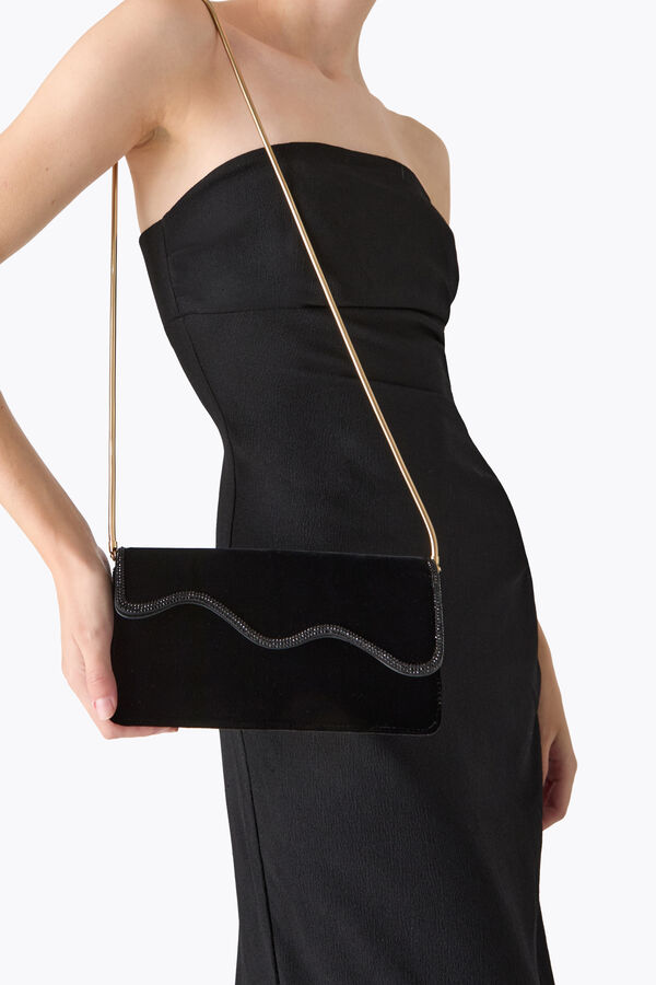 jeweled onda schwarzer samt clutch rene caovilla