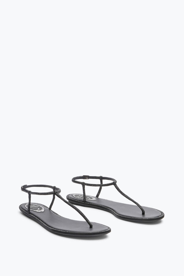 jeweled diana black flat sandal 10 rene caovilla