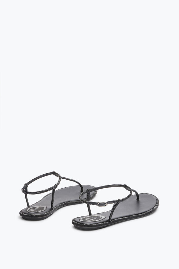 jeweled diana black flat sandal 10 rene caovilla