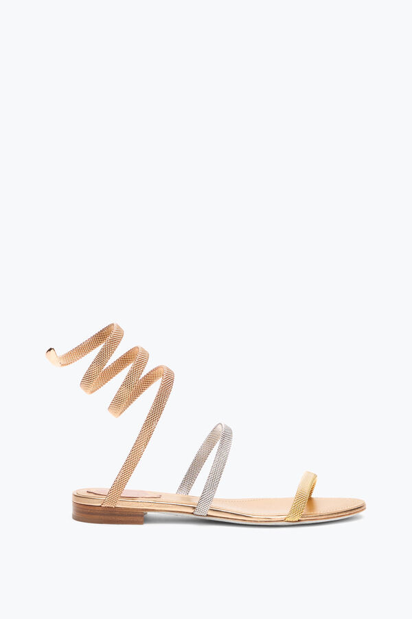 jeweled trigold cleo drei-getÖnten flat sandal 10 rene caovilla