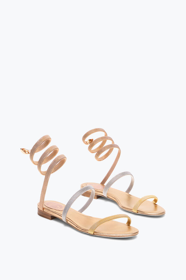 jeweled trigold cleo drei-getÖnten flat sandal 10 rene caovilla