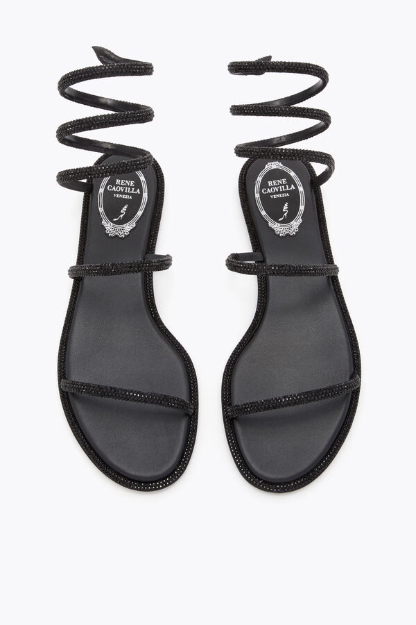 jeweled cleo black flat sandal 10 rene caovilla