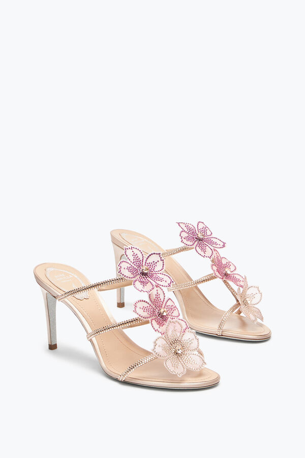 jeweled pfirsich blume rosa mule 80 rene caovilla