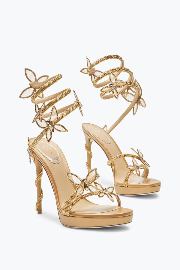 jeweled margot gold plattform sandale mit schmetterlingen 120 rene caovilla