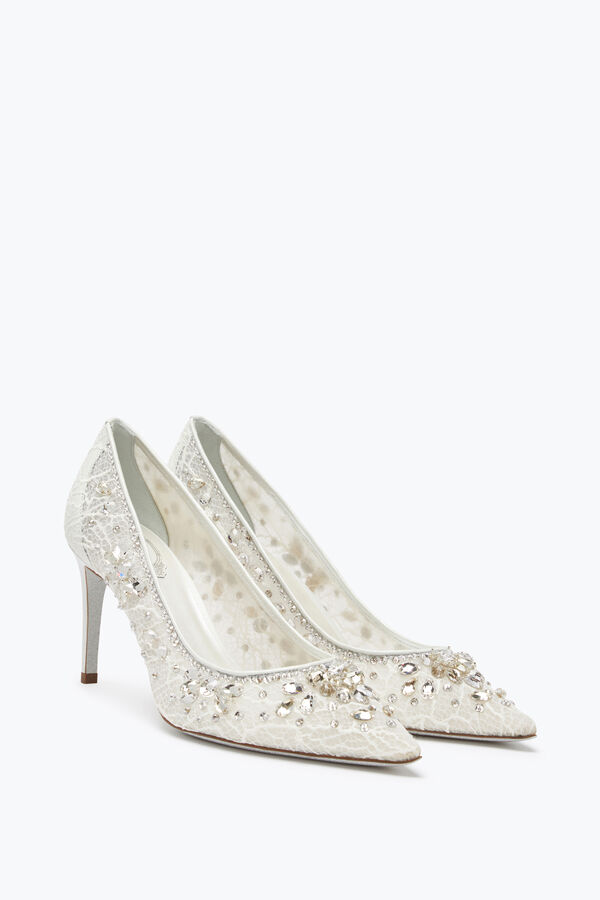jeweled cinderella kristall weiß pumpen 80 rene caovilla