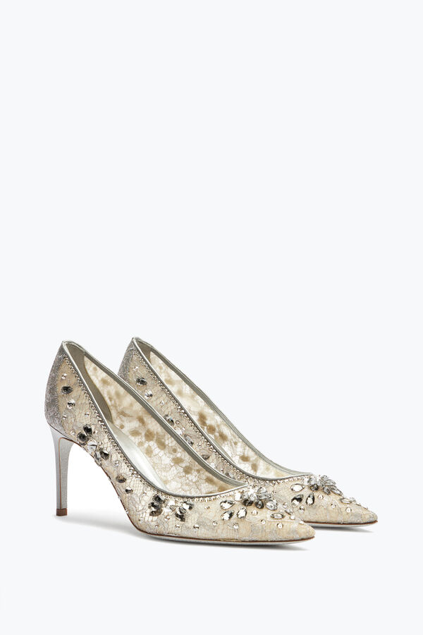 jeweled cinderella silber pumpe 80 rene caovilla