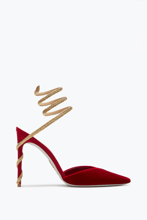 jeweled margot rot und gold pumpe 105 rene caovilla