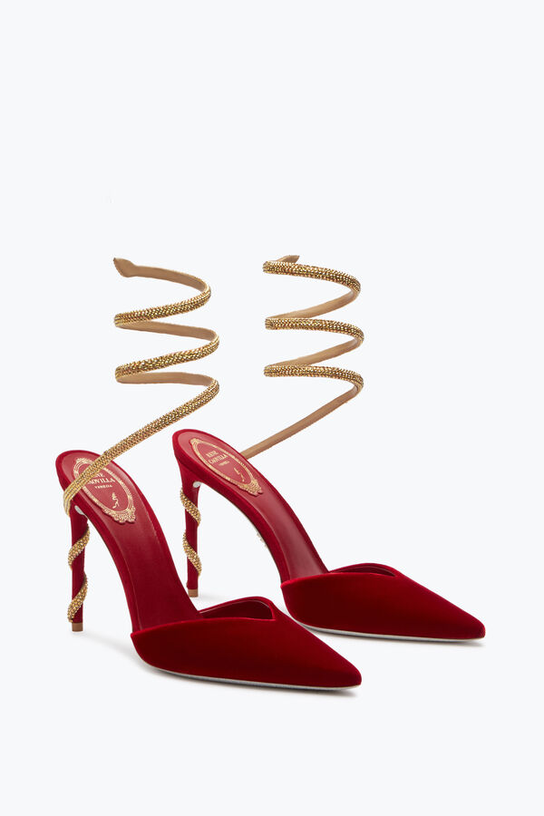 jeweled margot rot und gold pumpe 105 rene caovilla