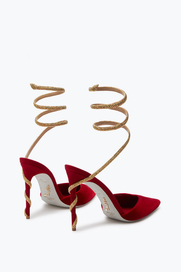 jeweled margot rot und gold pumpe 105 rene caovilla