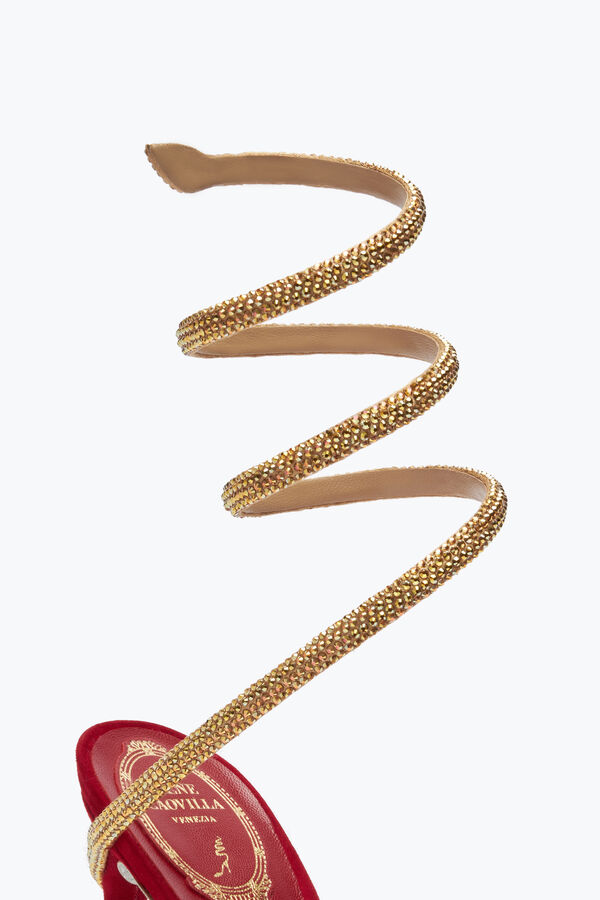 jeweled margot rot und gold pumpe 105 rene caovilla