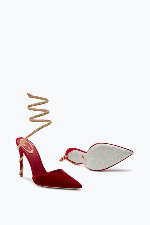 jeweled margot rot und gold pumpe 105 rene caovilla