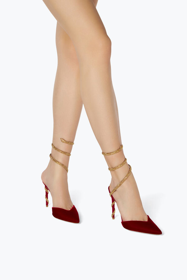 jeweled margot rot und gold pumpe 105 rene caovilla