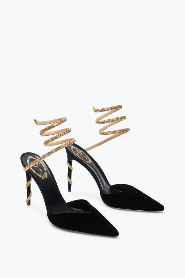 jeweled margot black and gold pumpe 105 rene caovilla