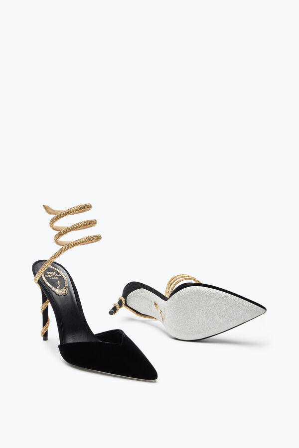 jeweled margot black and gold pumpe 105 rene caovilla