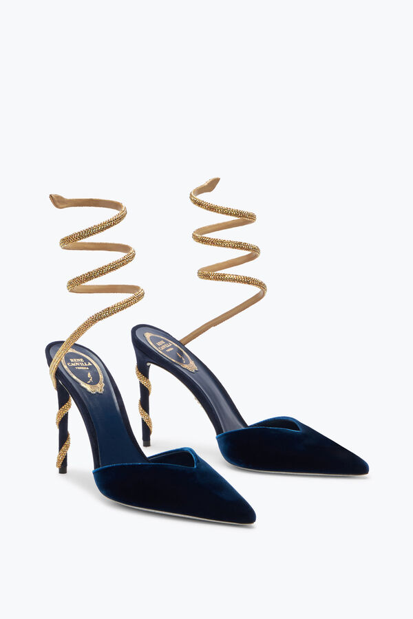 jeweled margot deep blue slingback pump 105 rene caovilla