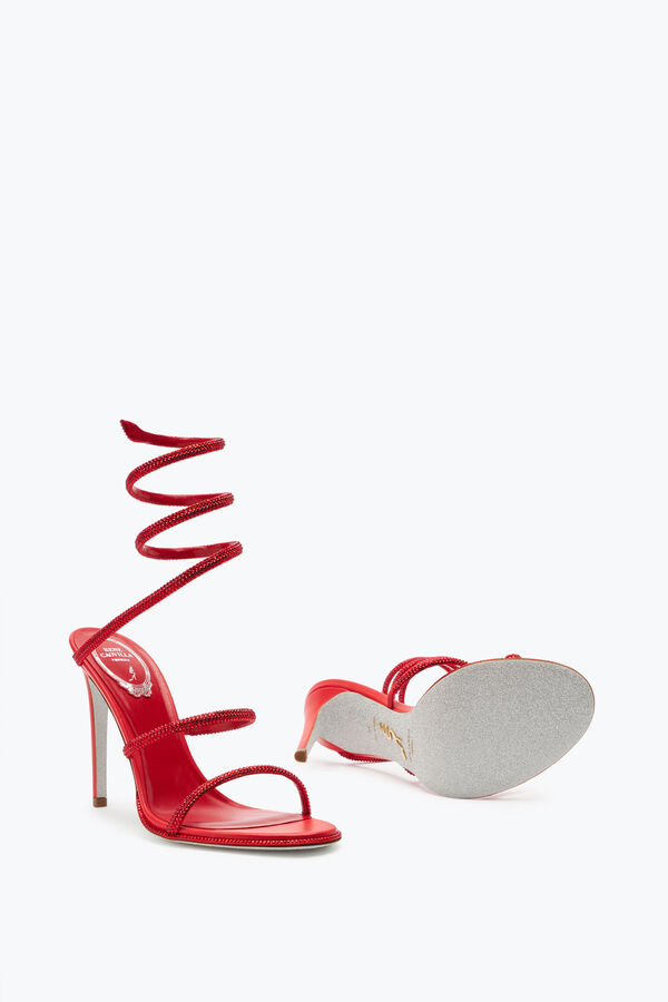 jeweled cleo rote sandale mit kristall 105 rene caovilla