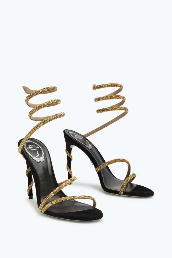 jeweled margot black jewel sandalen schlange rene caovilla