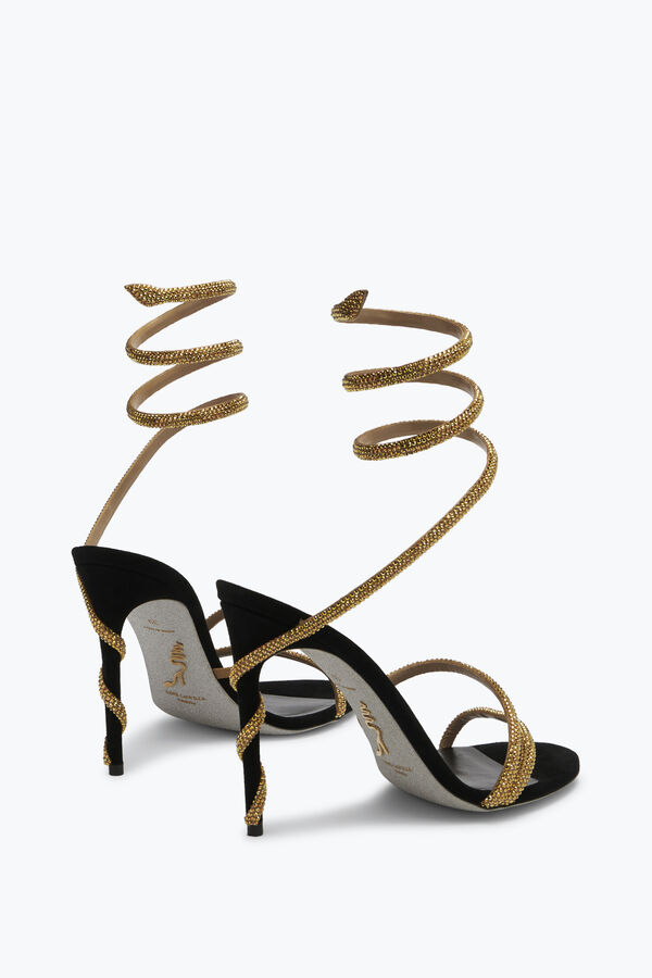 jeweled margot black jewel sandalen schlange rene caovilla