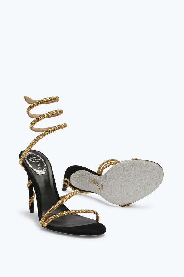 jeweled margot black jewel sandalen schlange rene caovilla