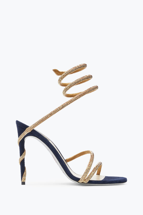 jeweled margot kristall blau-gold sandal 105 rene caovilla