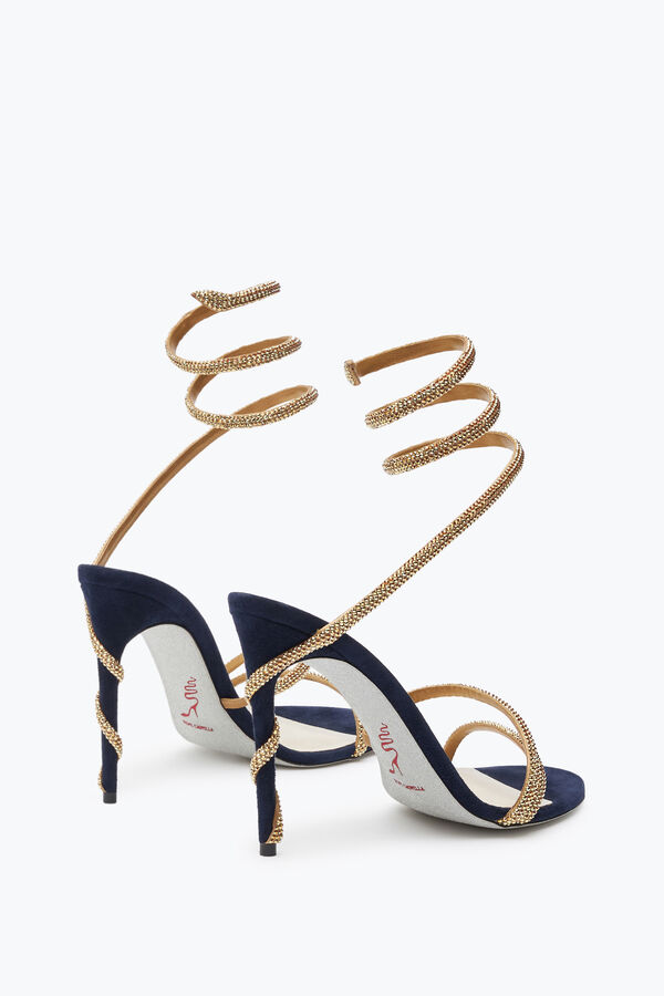 jeweled margot kristall blau-gold sandal 105 rene caovilla
