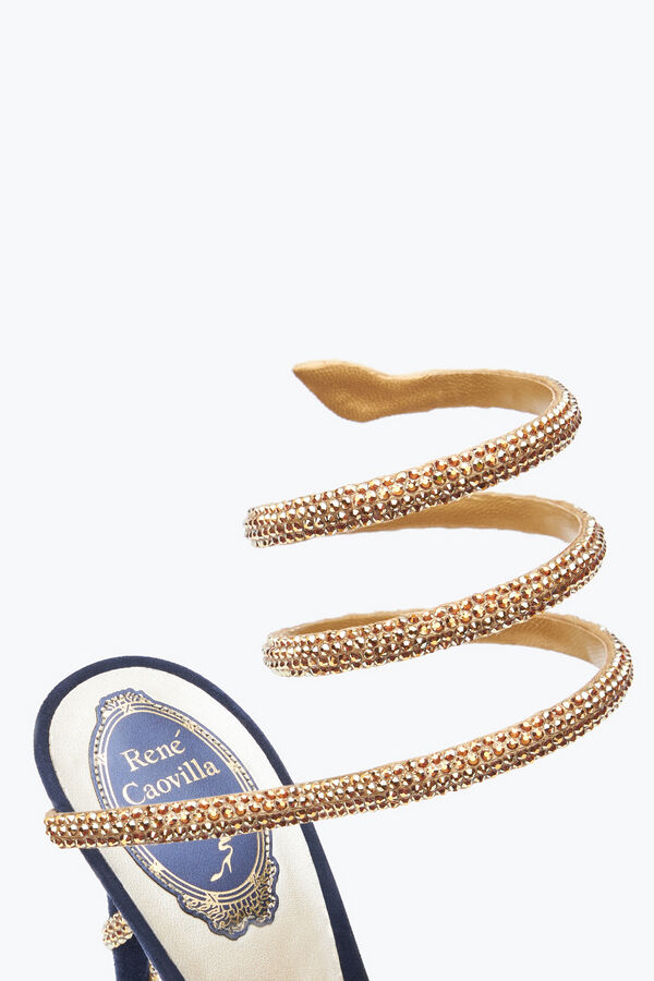 jeweled margot kristall blau-gold sandal 105 rene caovilla