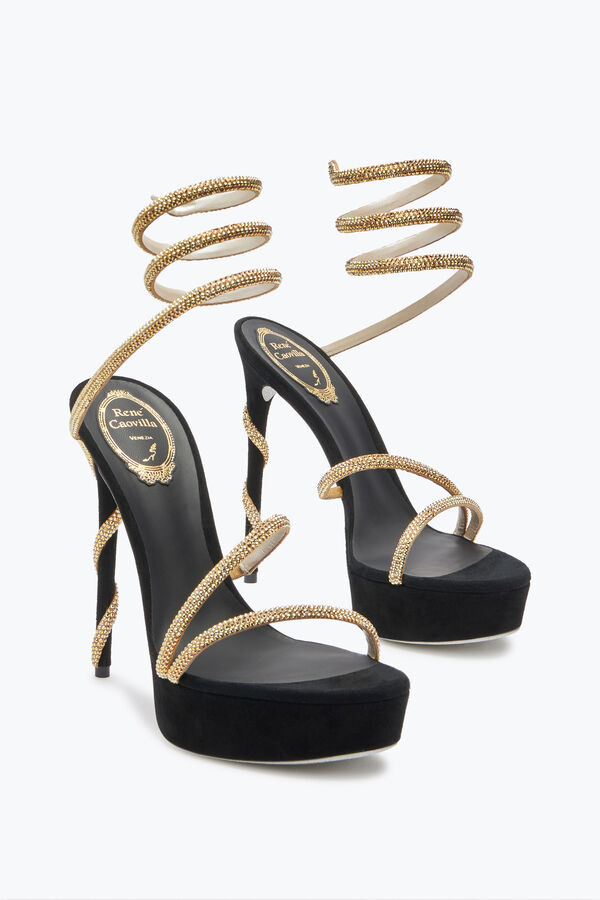 jeweled margot-crystal-black-gold platform sandal 130 rene caovilla