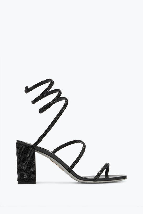 jeweled cleo block-heels kristall schwarz sandale 80 rene caovilla