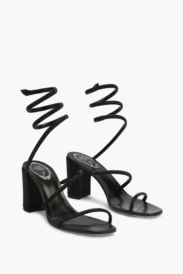 jeweled cleo block-heels kristall schwarz sandale 80 rene caovilla
