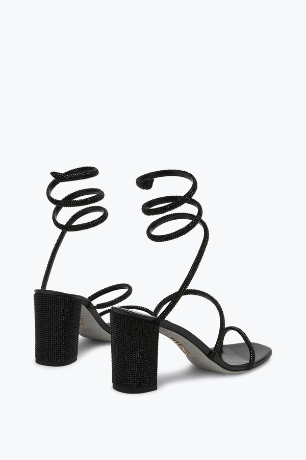 jeweled cleo block-heels kristall schwarz sandale 80 rene caovilla