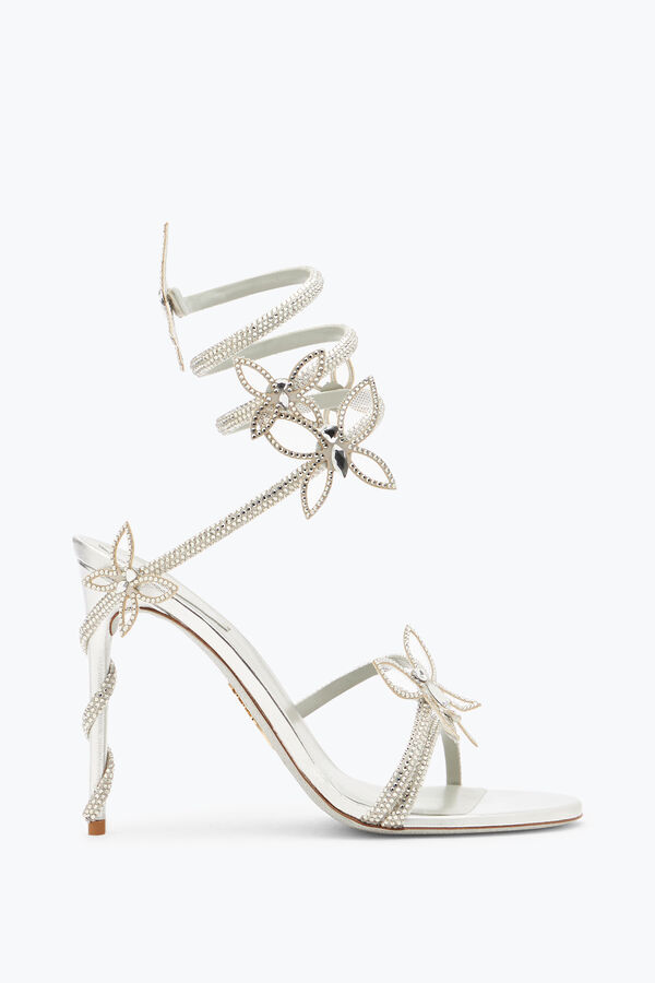 jeweled margot gespiegelt grau sandale mit schmetterlinge 105 rene caovilla
