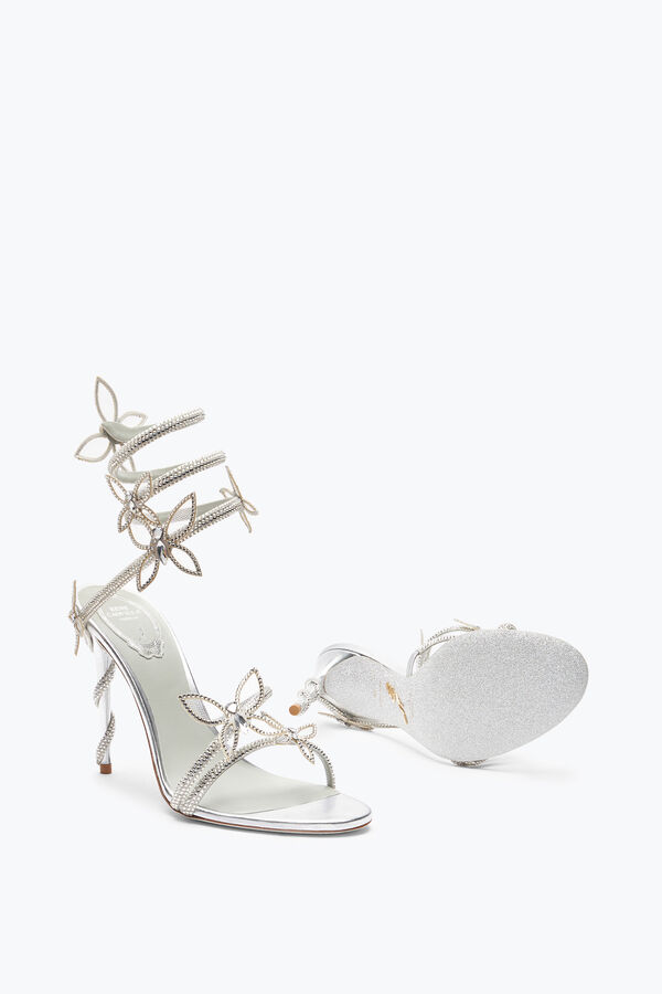 jeweled margot gespiegelt grau sandale mit schmetterlinge 105 rene caovilla