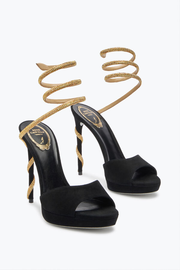 jeweled margot black suede und gold platform sandal 120 rene caovilla