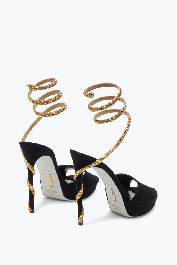 jeweled margot black suede und gold platform sandal 120 rene caovilla