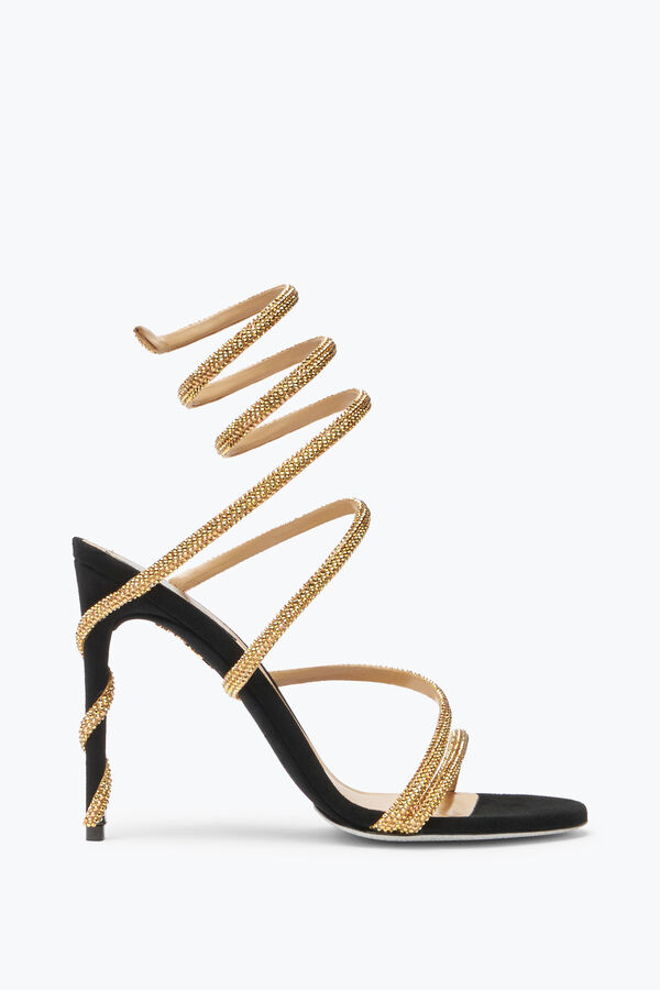 jeweled margot schwarz und gold sandal 105 rene caovilla