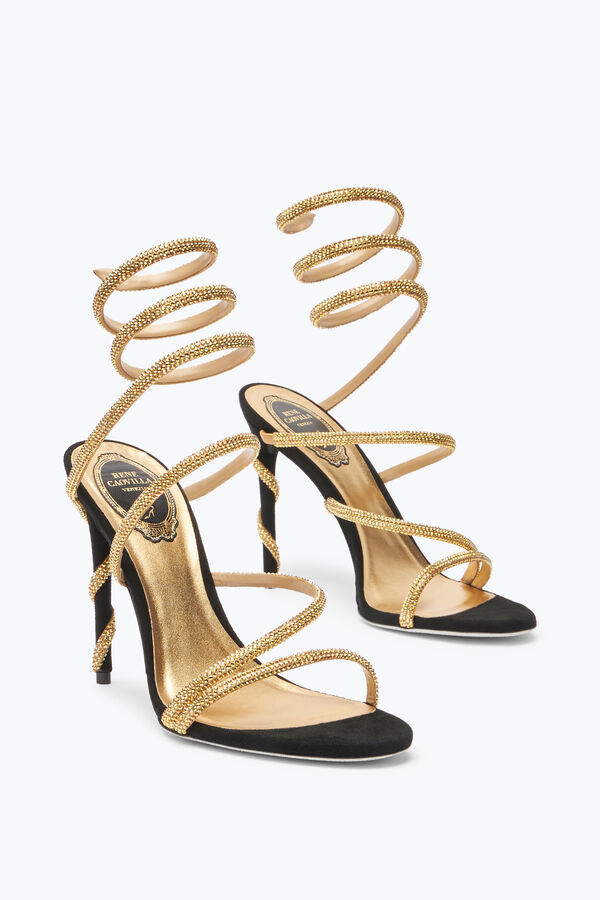 jeweled margot schwarz und gold sandal 105 rene caovilla